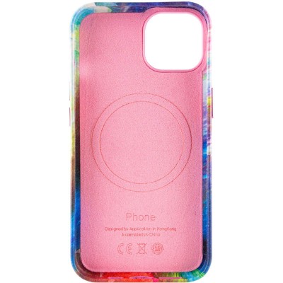 Шкіряний чохол Colour Splash with MagSafe для Apple iPhone 14 Plus (6.7") Pink / Blue
