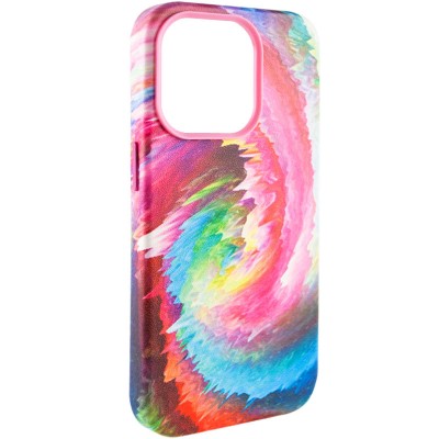 Шкіряний чохол Colour Splash with MagSafe для Apple iPhone 14 Pro (6.1") Pink / Blue