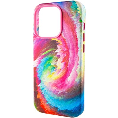 Шкіряний чохол Colour Splash with MagSafe для Apple iPhone 14 Pro (6.1") Pink / Blue