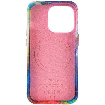 Шкіряний чохол Colour Splash with MagSafe для Apple iPhone 14 Pro (6.1") Pink / Blue