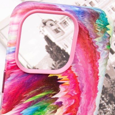 Шкіряний чохол Colour Splash with MagSafe для Apple iPhone 14 Pro (6.1") Pink / Blue
