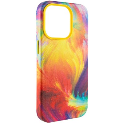 Шкіряний чохол Colour Splash with MagSafe для Apple iPhone 14 Pro Max (6.7") Yellow / Red