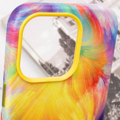 Шкіряний чохол Colour Splash with MagSafe для Apple iPhone 14 Pro Max (6.7") Yellow / Red