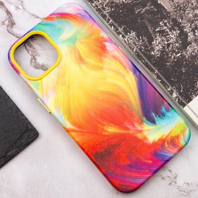 Шкіряний чохол Colour Splash для Apple iPhone 11 (6.1") Yellow / Red