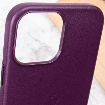 Шкіряний чохол Leather Case (AA Plus) with MagSafe для Apple iPhone 13 Pro (6.1") Dark Cherry