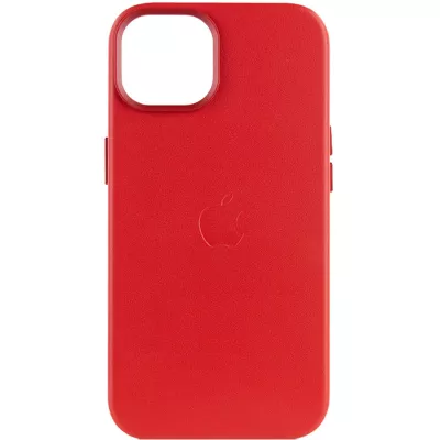 Шкіряний чохол Leather Case (AA Plus) with MagSafe для Apple iPhone 14 (6.1") Crimson