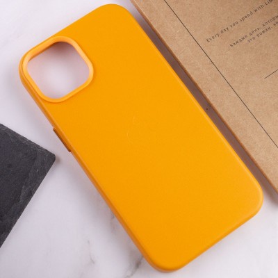 Шкіряний чохол Leather Case (AA Plus) with MagSafe для Apple iPhone 14 (6.1") Golden Brown