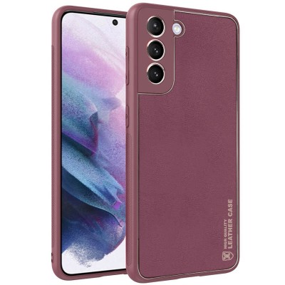 Шкіряний чохол Xshield для Samsung Galaxy S21 FE Бордовий / Plum Red