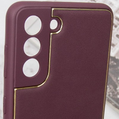 Шкіряний чохол Xshield для Samsung Galaxy S21 FE Бордовий / Plum Red