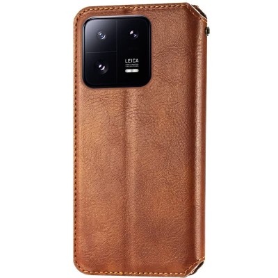 Шкіряний чохол книжка GETMAN Cubic (PU) для Xiaomi 13 Коричневий