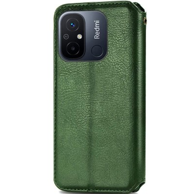 Шкіряний чохол книжка GETMAN Cubic (PU) для Xiaomi Redmi 12C Зелений