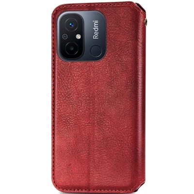 Шкіряний чохол книжка GETMAN Cubic (PU) для Xiaomi Redmi 12C Червоний