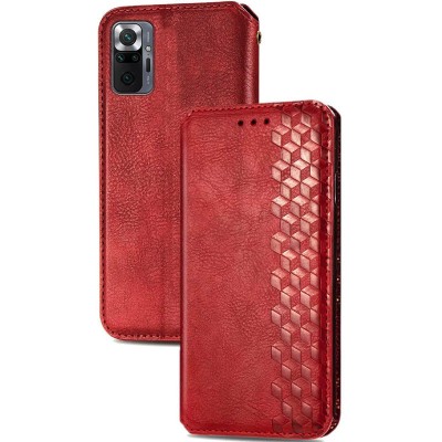 Шкіряний чохол книжка GETMAN Cubic (PU) для Xiaomi Redmi Note 10 Pro / 10 Pro Max Червоний