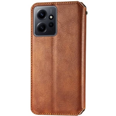Шкіряний чохол книжка GETMAN Cubic (PU) для Xiaomi Redmi Note 12 4G Коричневий