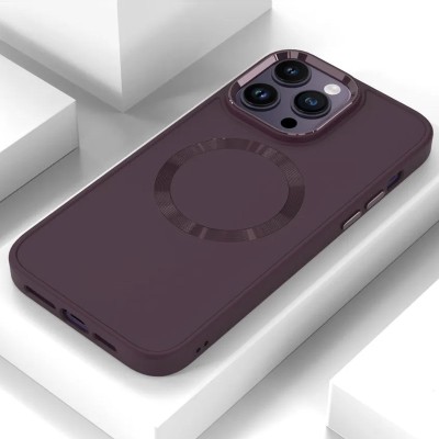 TPU чохол Bonbon Metal Style with MagSafe для Apple iPhone 15 Pro (6.1") Бордовий / Plum