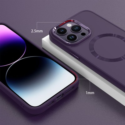 TPU чохол Bonbon Metal Style with MagSafe для Apple iPhone 15 Pro (6.1") Фіолетовий / Dark Purple TPU чохол Bonbon Metal Style with MagSafe для Apple iPhone 15 Pro (6.1") Фіолетовий / Dark Purple