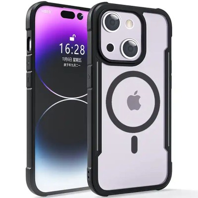 TPU+PC чохол Defense Clear with MagSafe для Apple iPhone 15 Plus (6.7") Чорний TPU+PC чохол Defense Clear with MagSafe для Apple iPhone 15 Plus (6.7") Чорний