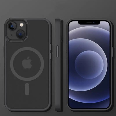 TPU+PC чохол Metal Buttons with MagSafe Colorful для Apple iPhone 15 (6.1") Чорний