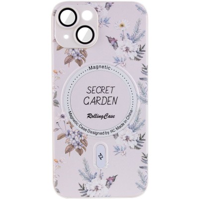 TPU+PC чохол Secret Garden with MagSafe для Apple iPhone 15 (6.1") White