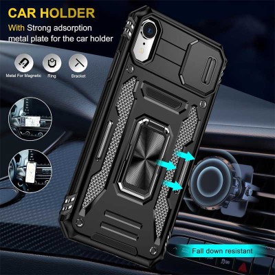 Ударостійкий чохол Camshield Army Ring для Apple iPhone XR (6.1") Чорний / Black Ударостійкий чохол Camshield Army Ring для Apple iPhone XR (6.1") Чорний / Black