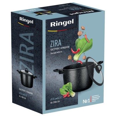 Каструля RINGEL Zira з кришкою висока 24 см (6.3л) (RG-21006-24h) Каструля RINGEL Zira з кришкою висока 24 см (6.3л) (RG-21006-24h)