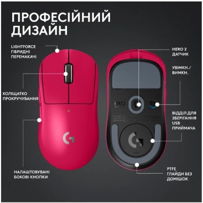 Миша LOGITECH G PRO X SUPERLIGHT 2 LIGHTSPEED Gaming, Magenta (910-006797)