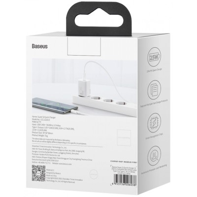 Зарядний Пристрій Baseus Super Si Quick Charger 1C 25W (CCSP020102) White Зарядний Пристрій Baseus Super Si Quick Charger 1C 25W (CCSP020102) White