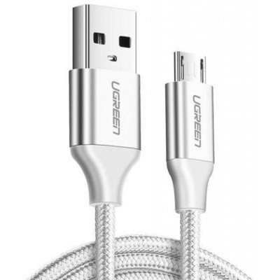 Кабель UGREEN US290 USB 2.0 To Micro Cable Nickel Plating Aluminum Braid 2A 1m White (60151) Кабель UGREEN US290 USB 2.0 To Micro Cable Nickel Plating Aluminum Braid 2A 1m White (60151)