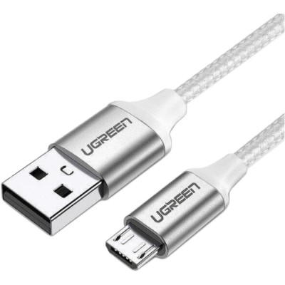 Кабель UGREEN US290 USB 2.0 To Micro Cable Nickel Plating Aluminum Braid 2A 1m White (60151) Кабель UGREEN US290 USB 2.0 To Micro Cable Nickel Plating Aluminum Braid 2A 1m White (60151)