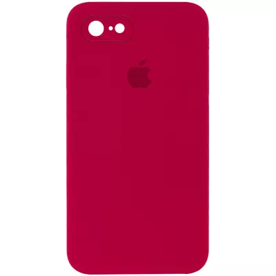 Чохол Silicone Case Square Full Camera Protective (AA) для Apple iPhone 6/6s (4.7") Червоний / Rose Red