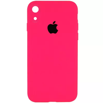 Чохол Silicone Case Square Full Camera Protective (AA) для Apple iPhone XR (6.1") Рожевий / Barbie pink