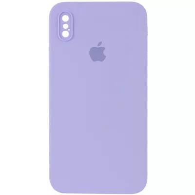 Чохол Silicone Case Square Full Camera Protective (AA) для Apple iPhone XS / X (5.8") Бузковий / Dasheen
