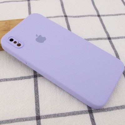 Чохол Silicone Case Square Full Camera Protective (AA) для Apple iPhone XS / X (5.8") Бузковий / Dasheen Чохол Silicone Case Square Full Camera Protective (AA) для Apple iPhone XS / X (5.8") Бузковий / Dasheen