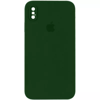 Чохол Silicone Case Square Full Camera Protective (AA) для Apple iPhone XS / X (5.8") Зелений / Army green