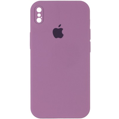 Чохол Silicone Case Square Full Camera Protective (AA) для Apple iPhone XS / X (5.8") Ліловий / Lilac Pride