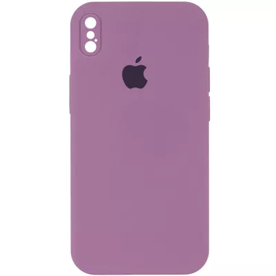 Чохол Silicone Case Square Full Camera Protective (AA) для Apple iPhone XS / X (5.8") Ліловий / Lilac Pride