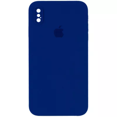 Чохол Silicone Case Square Full Camera Protective (AA) для Apple iPhone XS / X (5.8") Синій / Deep navy