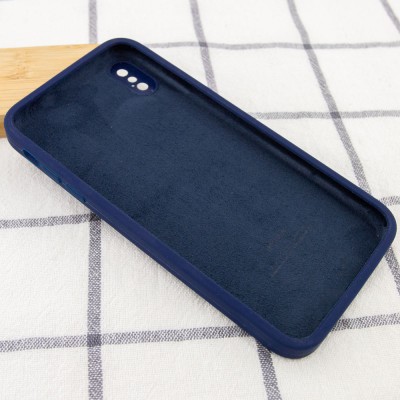 Чохол Silicone Case Square Full Camera Protective (AA) для Apple iPhone XS / X (5.8") Темно-синій / Midnight blue