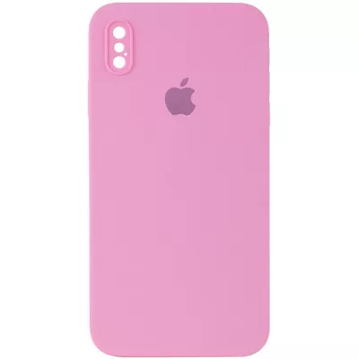 Чохол Silicone Case Square Full Camera Protective (AA) для Apple iPhone XS Max (6.5") Рожевий / Light pink
