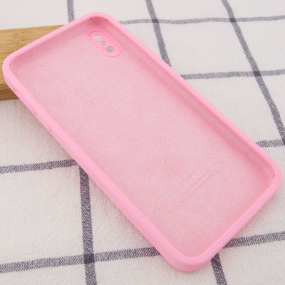 Чохол Silicone Case Square Full Camera Protective (AA) для Apple iPhone XS Max (6.5") Рожевий / Light pink