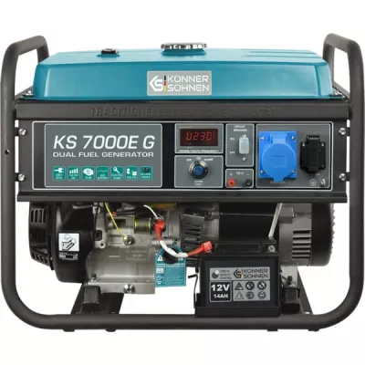 Генератор газобензиновий Konner&Sohnen KS 7000E G, 230В, 5.5кВт, електростартер, 77.2кг