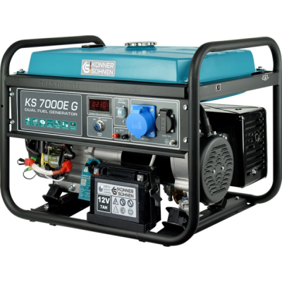 Генератор газобензиновий Konner&Sohnen KS 7000E G, 230В, 5.5кВт, електростартер, 77.2кг