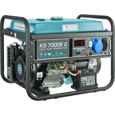 Генератор газобензиновий Konner&Sohnen KS 7000E G, 230В, 5.5кВт, електростартер, 77.2кг