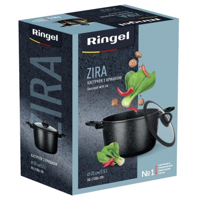 Каструля RINGEL Zira з кришкою висока 20 см (3.5л) (RG-21006-20h)