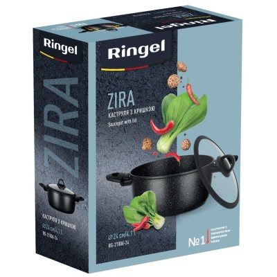 Каструля RINGEL Zira з кришкою низька 24 см (4.1л) (RG-21006-24) Каструля RINGEL Zira з кришкою низька 24 см (4.1л) (RG-21006-24)