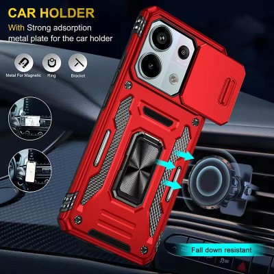 Ударостійкий чохол Camshield Army Ring для Xiaomi Poco X6 / Note 13 Pro 5G Червоний / Red Ударостійкий чохол Camshield Army Ring для Xiaomi Poco X6 / Note 13 Pro 5G Червоний / Red