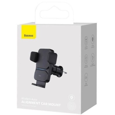 Автомобільний тримач З бездротовою зарядкою Baseus Wisdom Auto Alignment 15W (CGZX000001) Black