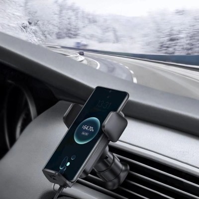 Автомобільний тримач З бездротовою зарядкою Baseus Wisdom Auto Alignment 15W (CGZX000001) Black