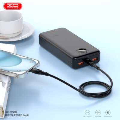 зовн. акум. XO PR239 - 20000 mAh PD20W + QC22.5W (Чорний)