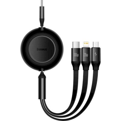Кабель Baseus Bright Mirror 2 Series 3-in-1 (Micro USB+Lightning+Type-C) 100W (1.1m) CAMJ010201 Black